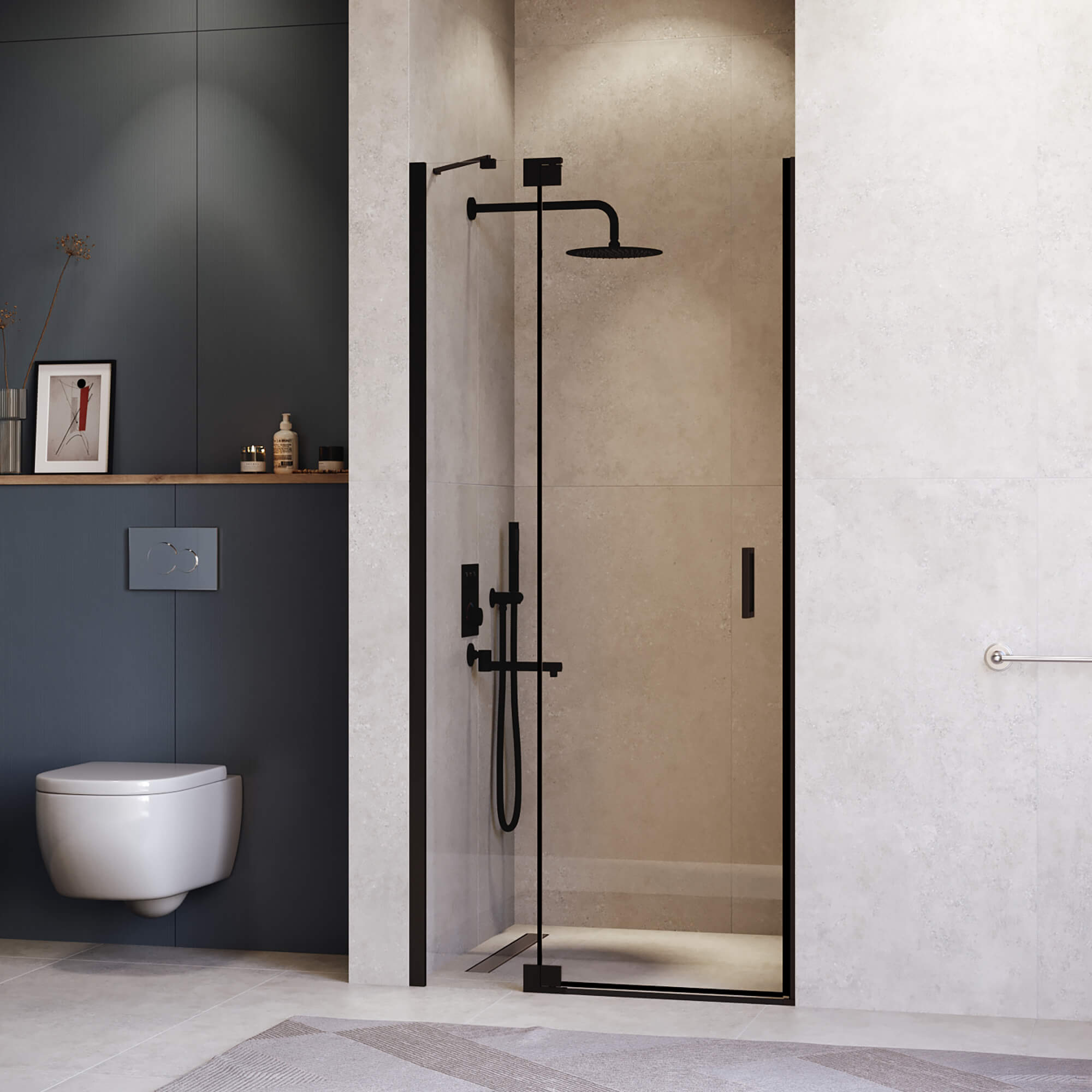 

Душевая дверь в нишу RGW Hotel HO-014B 120х200 профиль черный, стекло матовое-сатинат, HO-014B 350601412-24