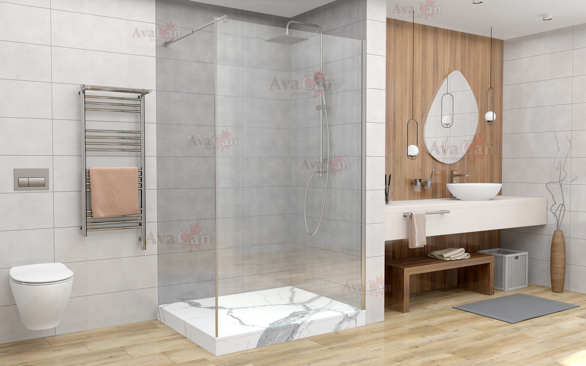 

Душевая перегородка AvaCan MC100 100х200 см, профиль хром, стекло прозрачное, MC100