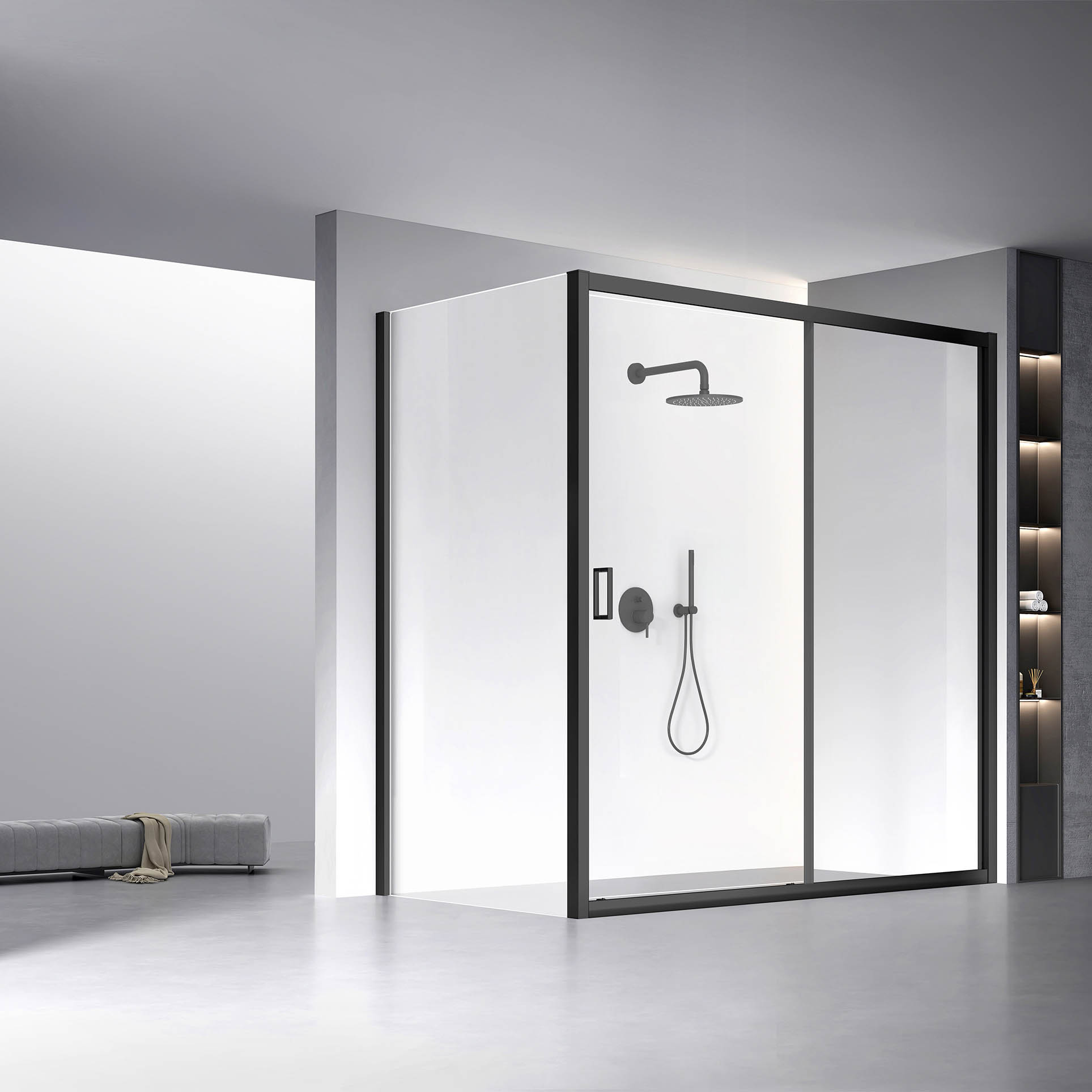 

Душевой уголок Veconi Rovigo RV-060B 170x90x195 см, профиль черный, стекло прозрачное, RV-060B