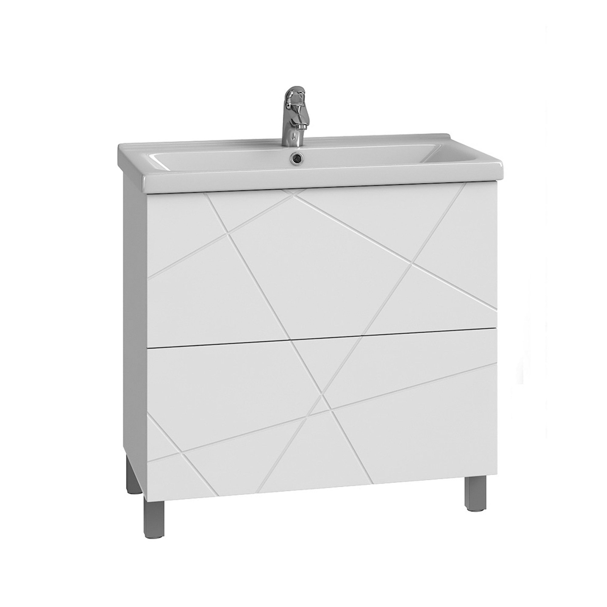 

Тумба с раковиной Vigo Geometry 70 напольная, 2 ящика, белая (раковина Como 70), Белый, Geometry 016