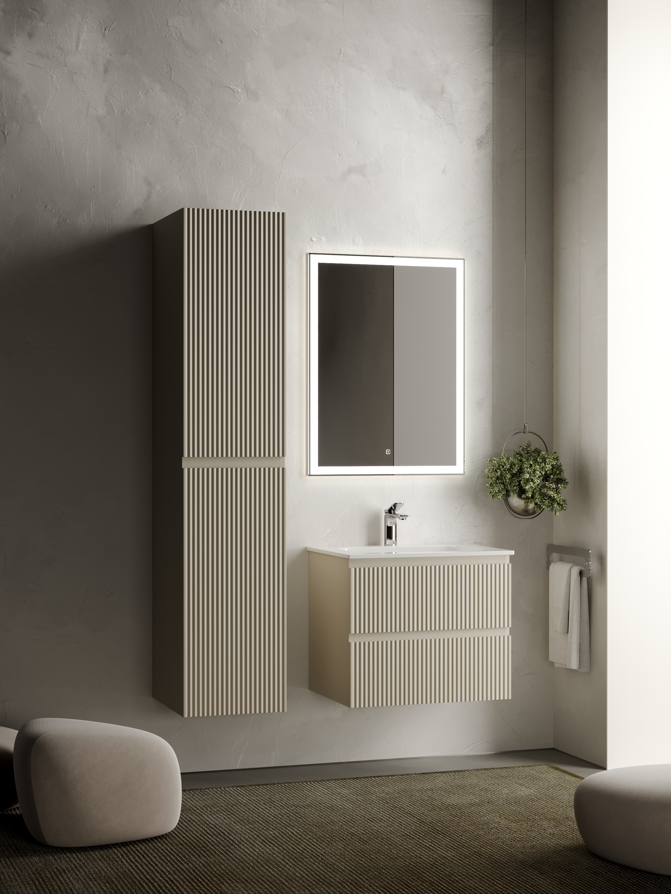 

Мебель для ванной Sancos Snob R 60 SNR60CE 2 ящика, Beige Soft, Серый, Snob R 60