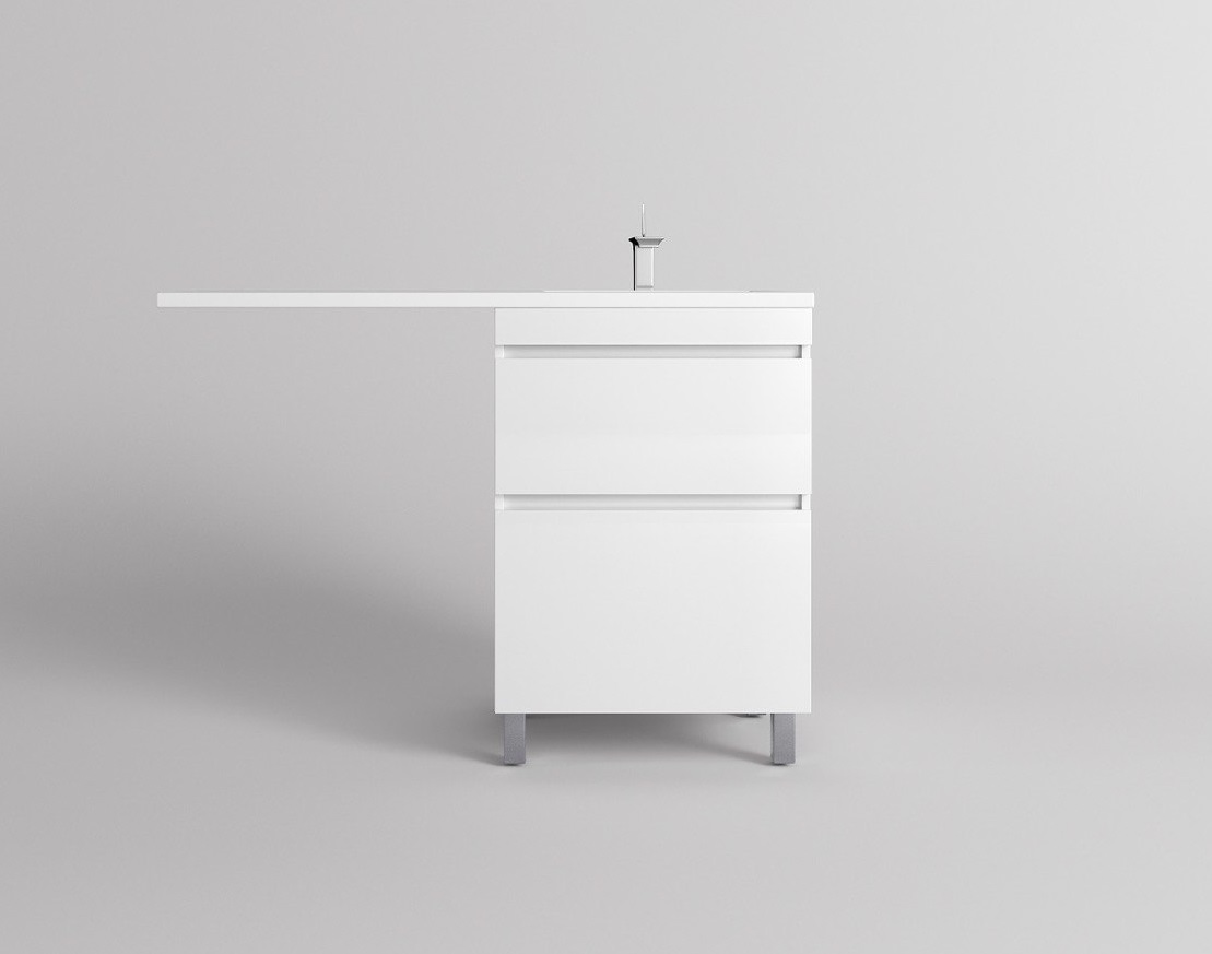 

Тумба с раковиной Style Line Даллас Леон 120 R Люкс Plus напольная, 2 ящика, белая, Белый, СС-00002438