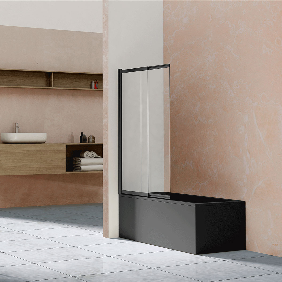 

Шторка на ванну Vincea VSB-1E100CLB 100х140 профиль черный, стекло прозрачное, VSB-1E100CLB