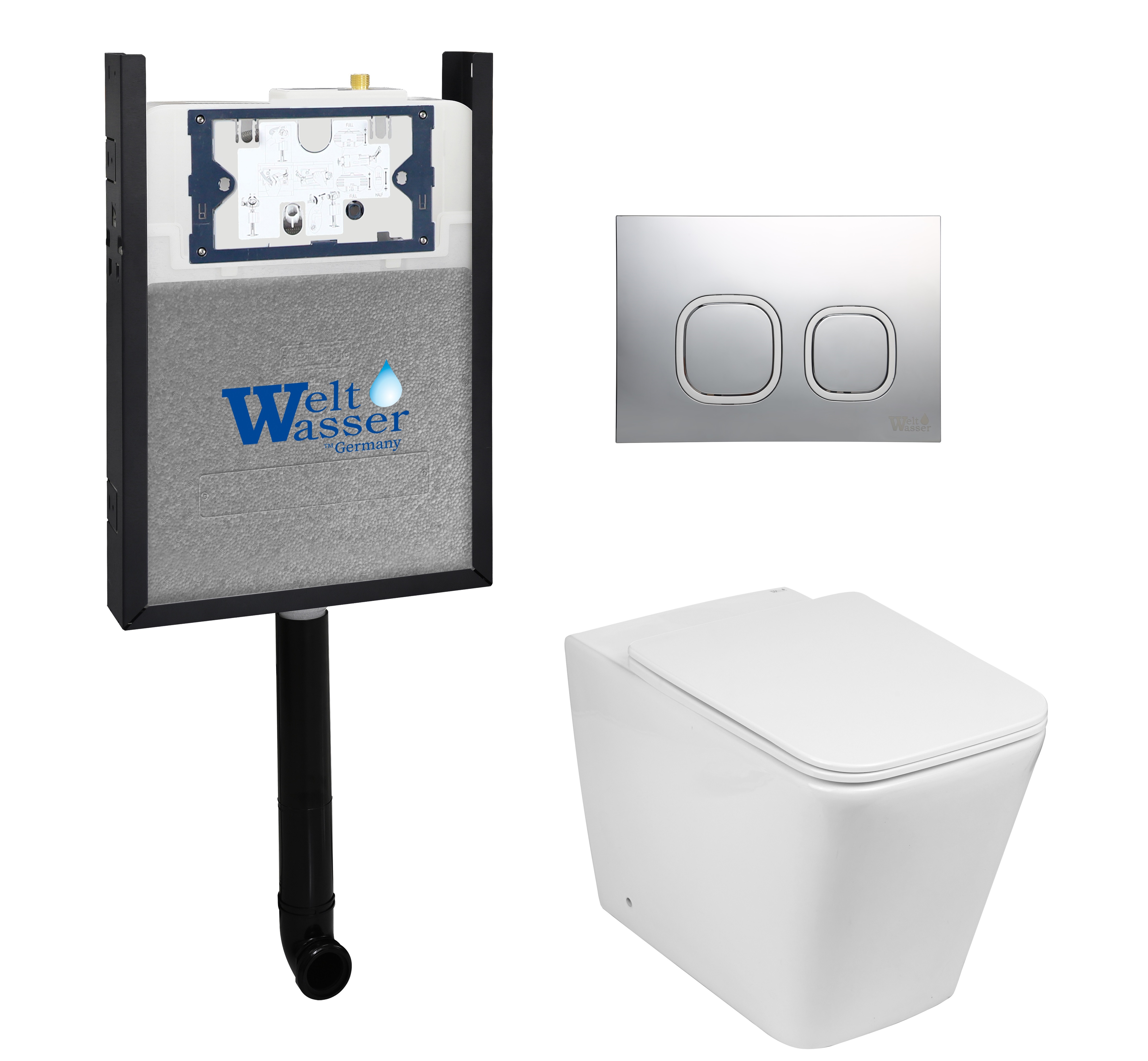 

Комплект WeltWasser 10000011781 унитаз SK Gelbach 002 GL-WT + инсталляция AMBERG 404 + кнопка Amberg RD-CR, Белый глянцевый, 10000011781