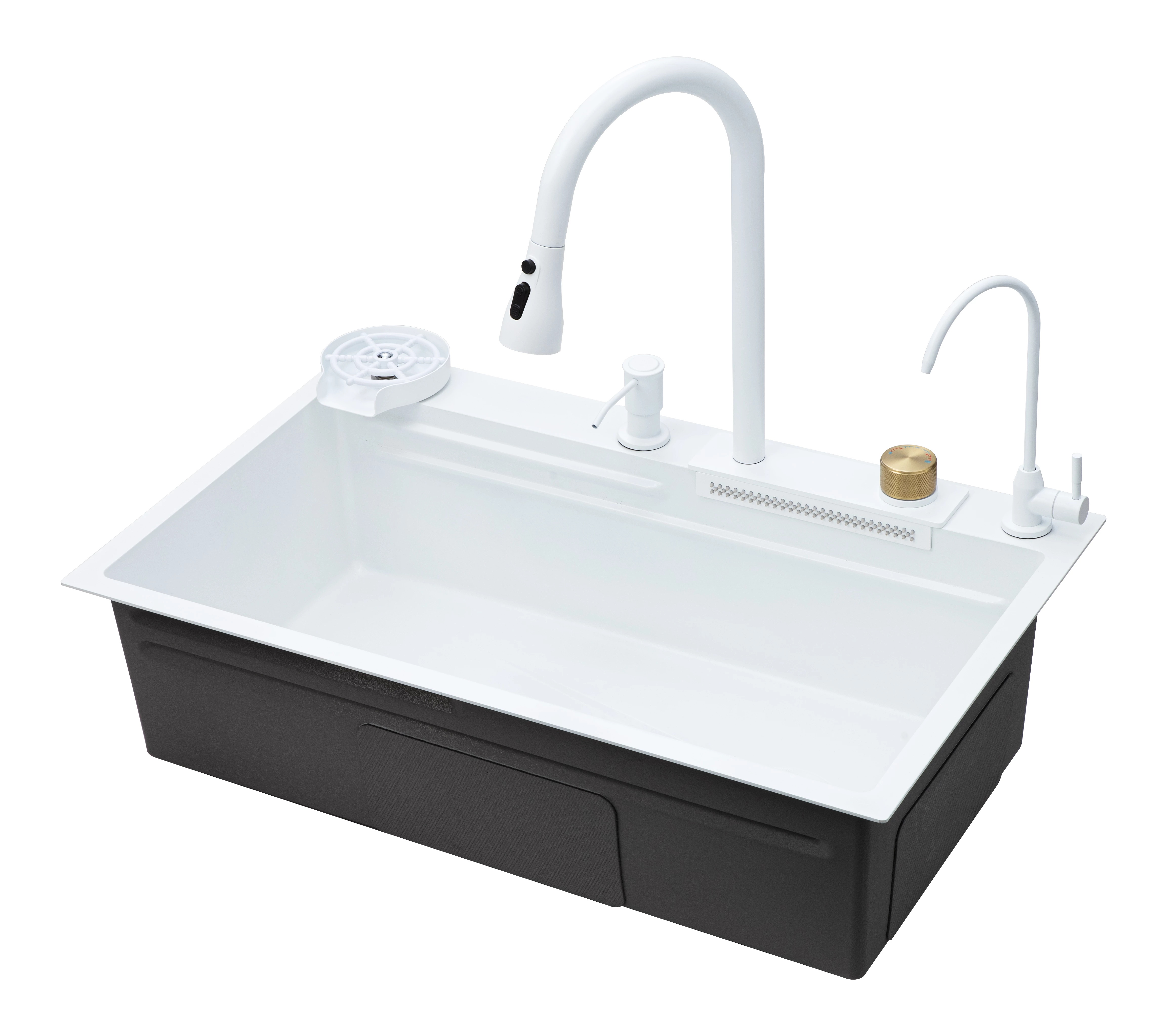 

Мойка кухонная Savol S-SC003W многофункциональная, с водопадом, белая, Белый, S-SC003W