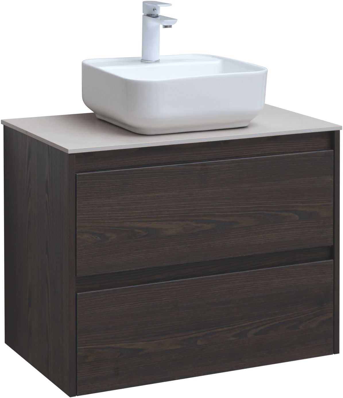 

Тумба с раковиной и столешницей Aquanet Nova Lite 75 дуб черный, 2 ящика, Темное дерево, Nova Lite 75