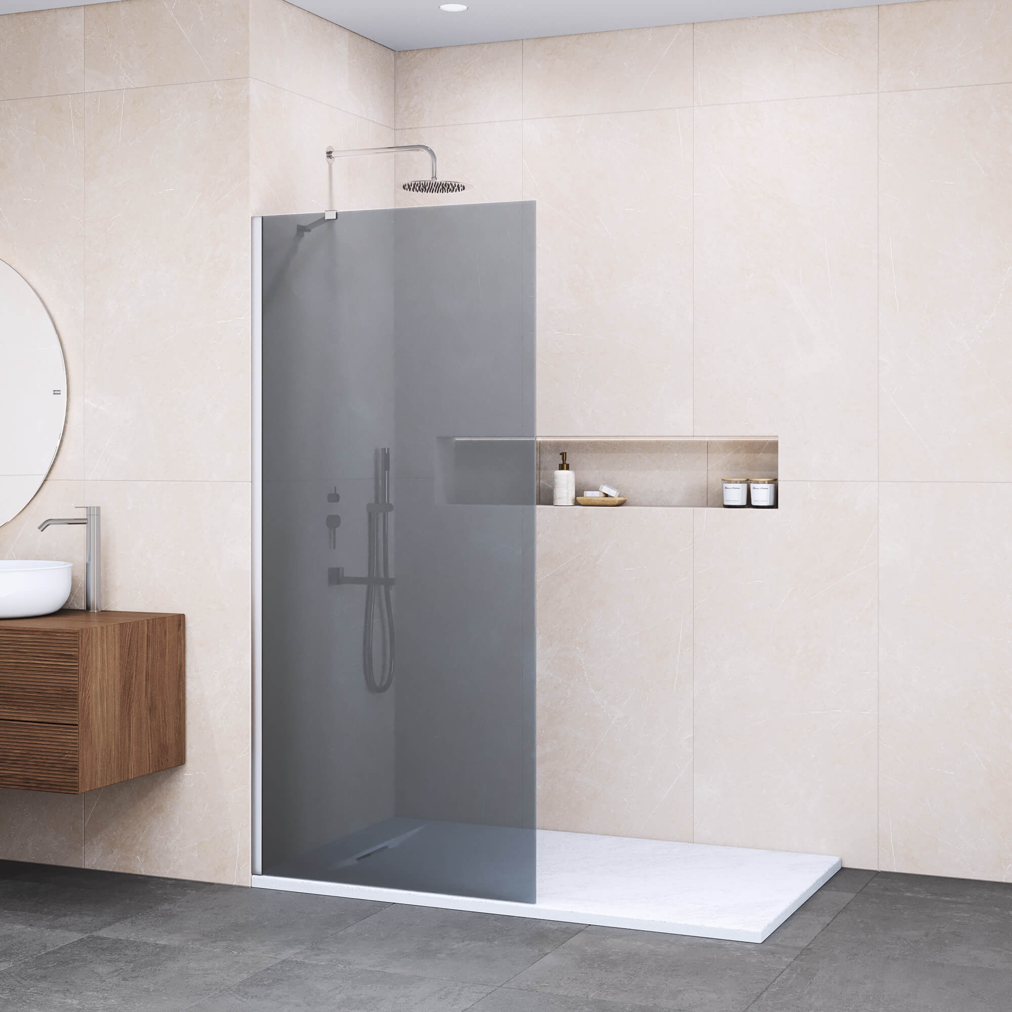 

Душевая перегородка RGW Walk In WA-102 120x195 см, профиль хром, стекло тонированное, WA-102