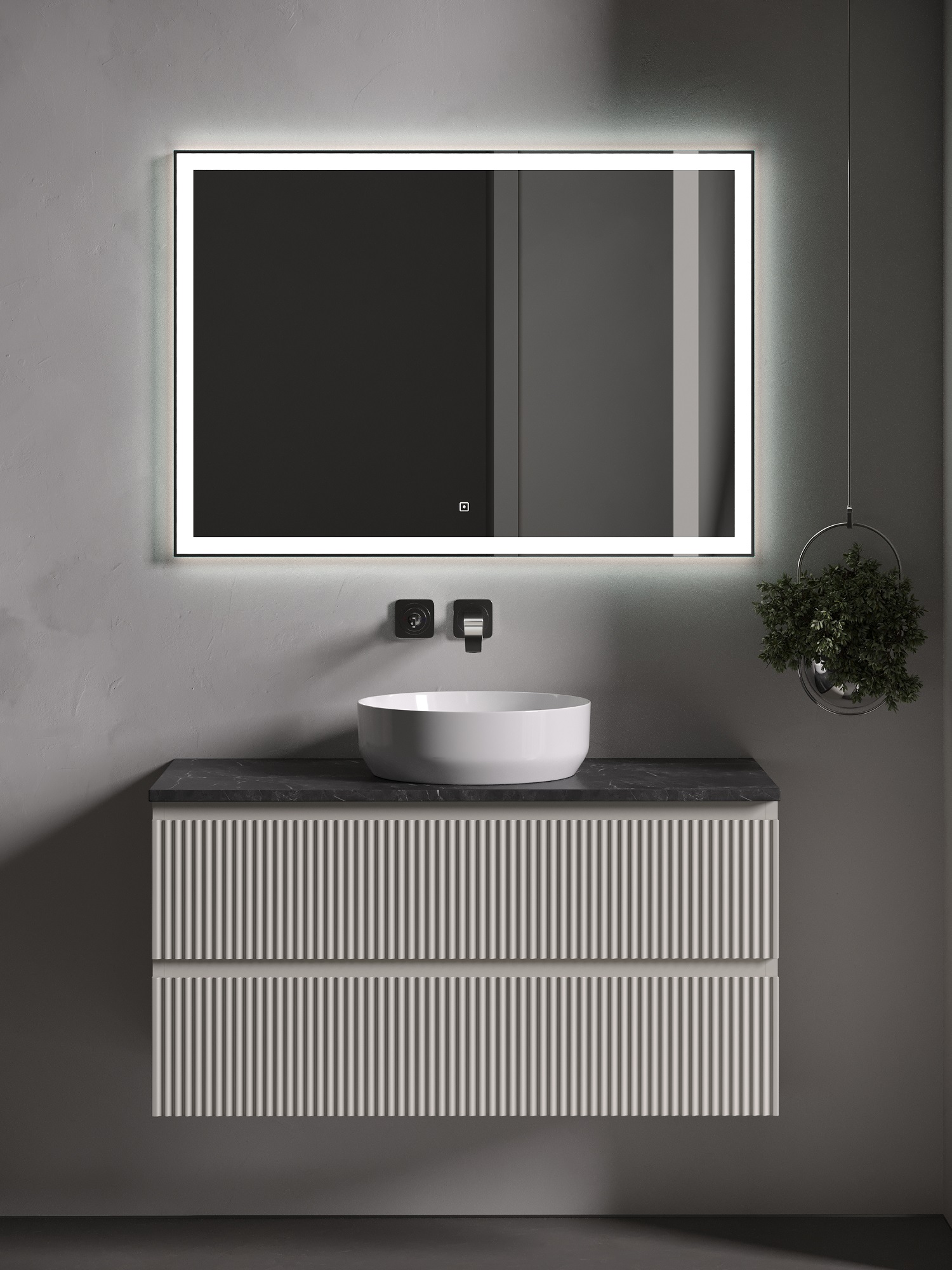 

Мебель для ванной Sancos Snob R 100 подвесная, столешница black sky, Beige Soft (без отверстия под смеситель), Бежевый, Snob R SNR100CE
