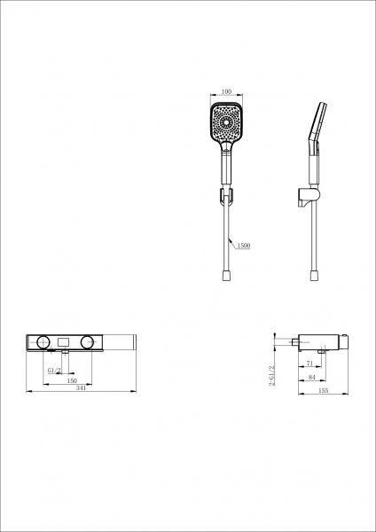 

Термостат для ванны с душем Wonzon & Woghand WW-B2551-A-CR хром, WW-B2551-A-CR