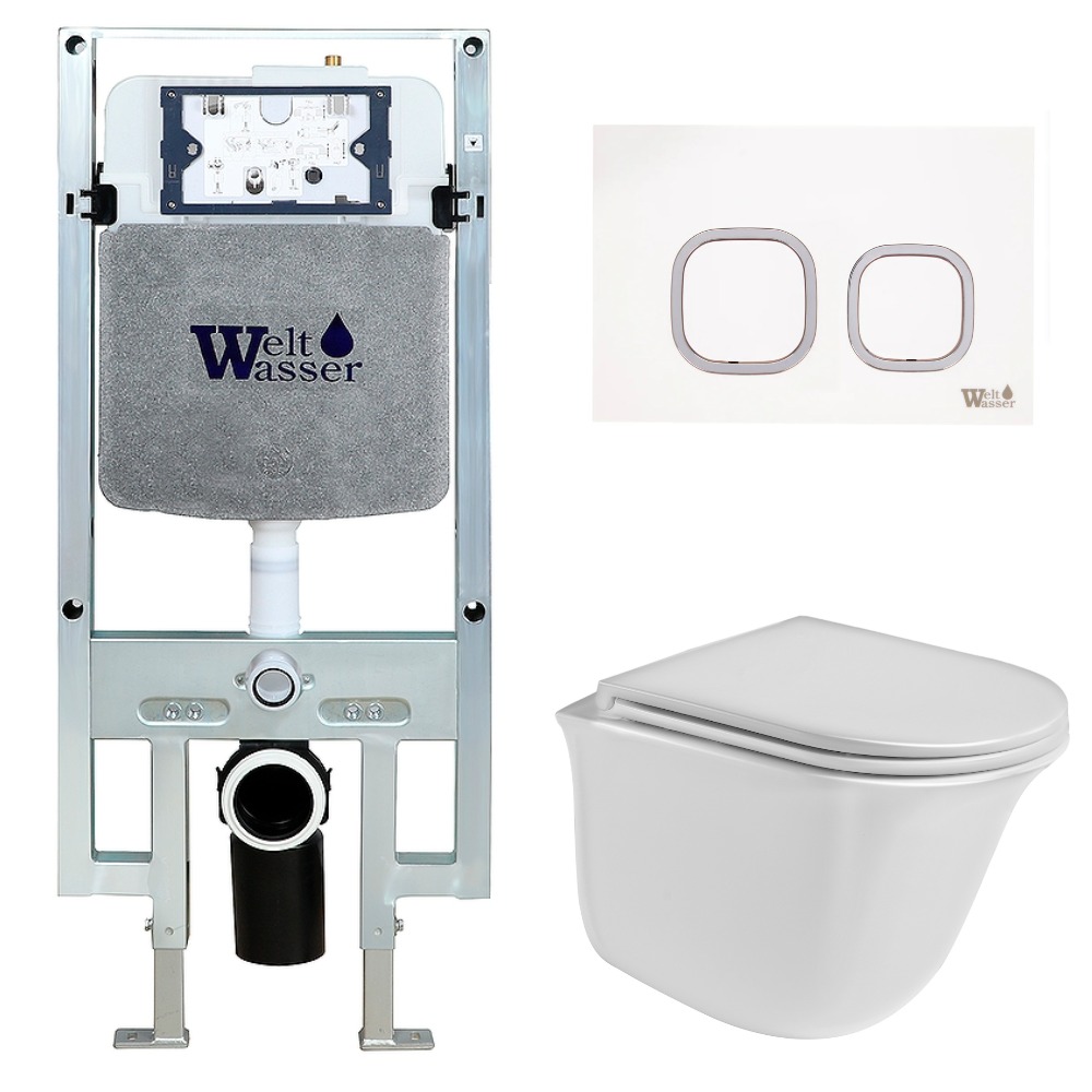 

Комплект Weltwasser 10000006766 унитаз Telbach 004 GL-WT + инсталляция + кнопка Amberg RD-WT, Белый глянцевый, 10000006766