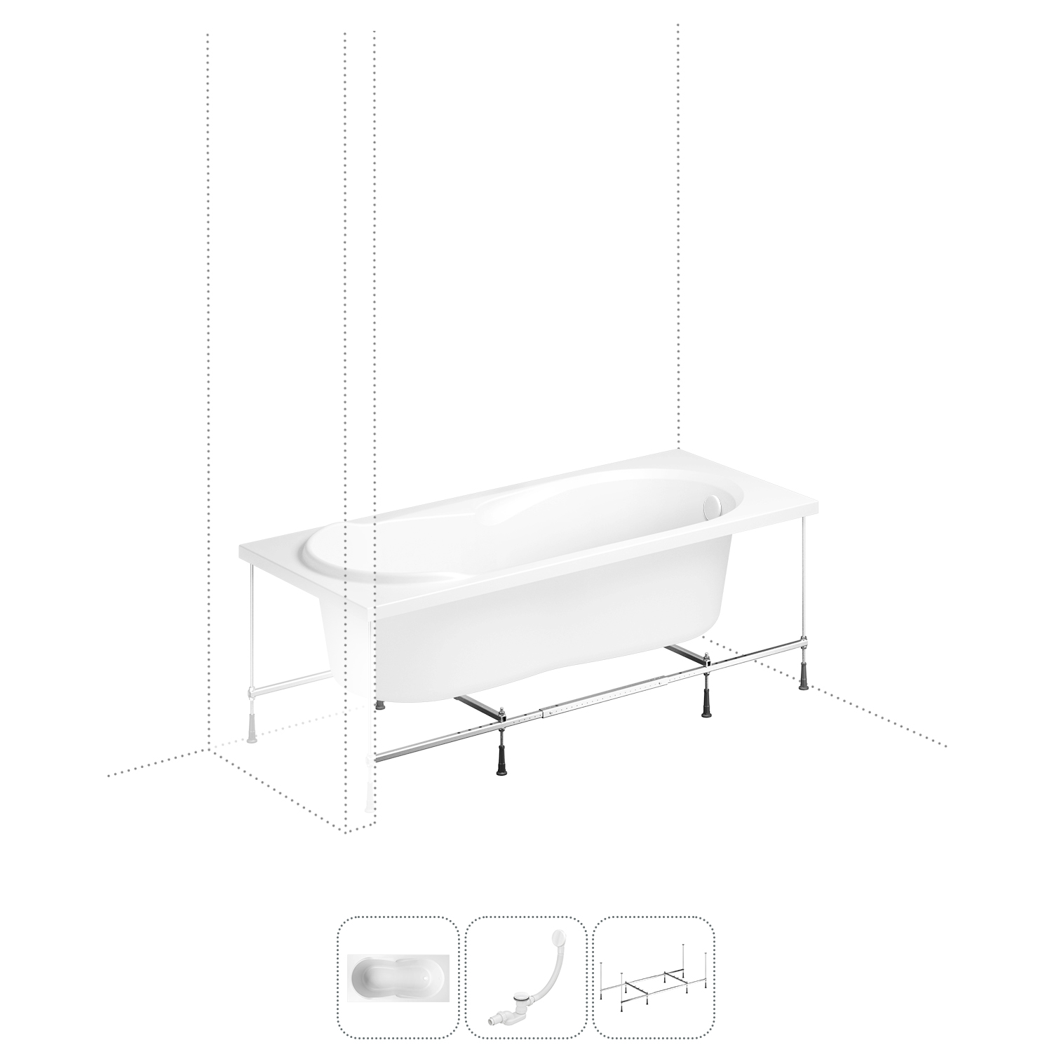 

Комплект с ванной Lavinia Boho Easter Pro 202010967, Глянцевый белый, 202010967