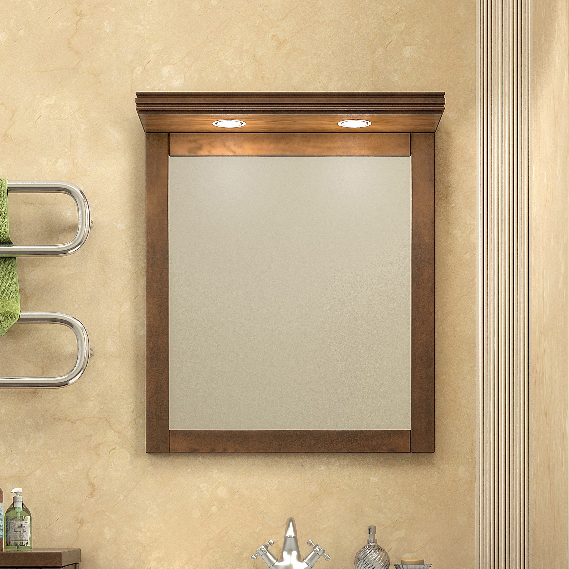 

Зеркало Opadiris Мираж 65 светлый орех, с козырьком, Темное дерево, Мираж 65