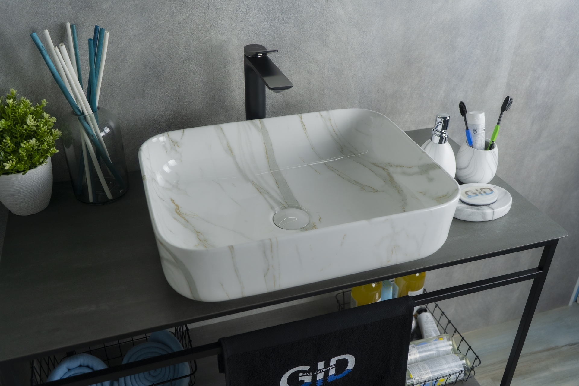 

Раковина Gid Geometrico Mnc190 накладная 50х39 под камень, Geometrico Mnc190