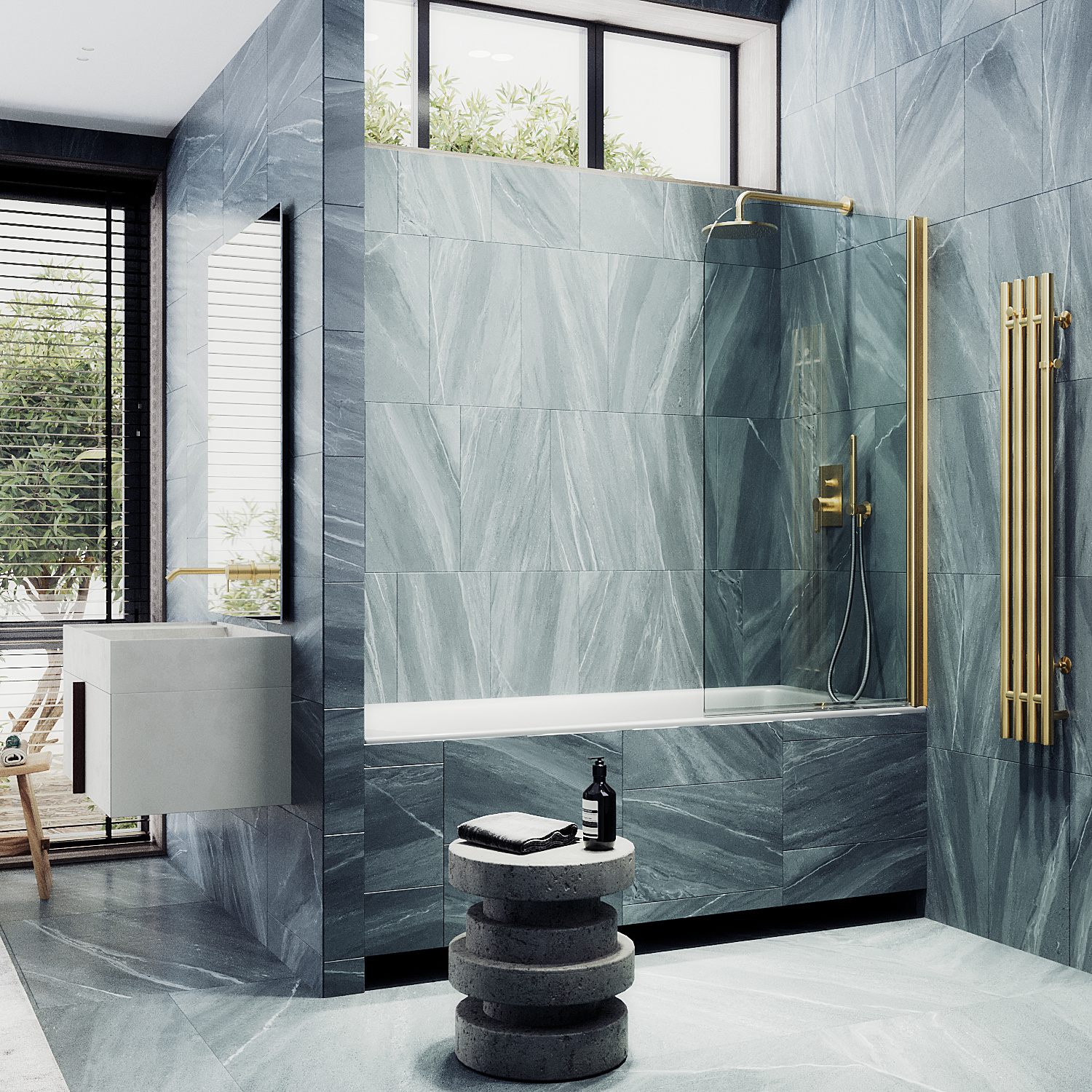 

Шторка на ванну Maybah Glass MGV-598-3 60х140 см, профиль золото, стекло прозрачное, MGV-598-3