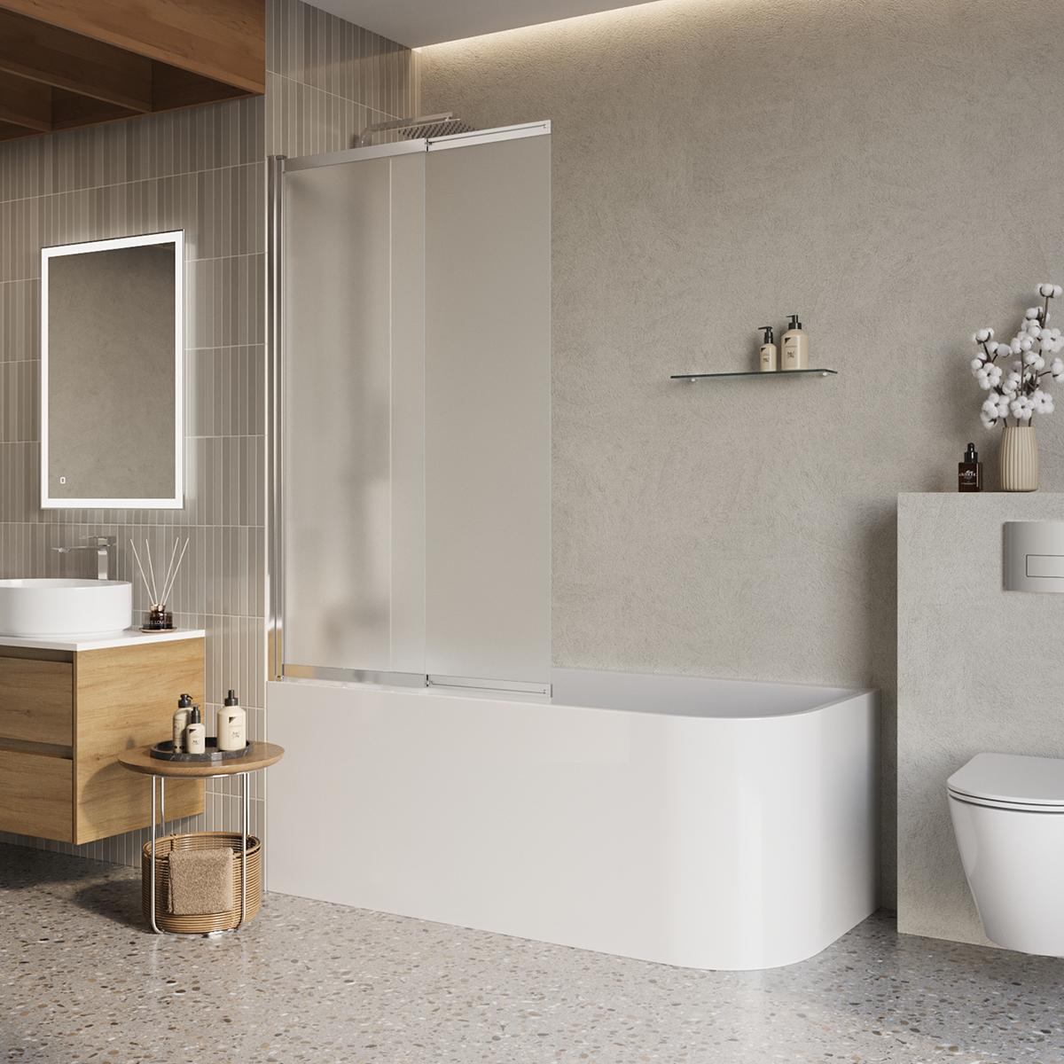 

Шторка на ванну BelBagno Luce LUCE-VF-11-90/145-P-Cr 90х145 профиль хром, стекло матовое, LUCE-VF-11-90/145-P-Cr
