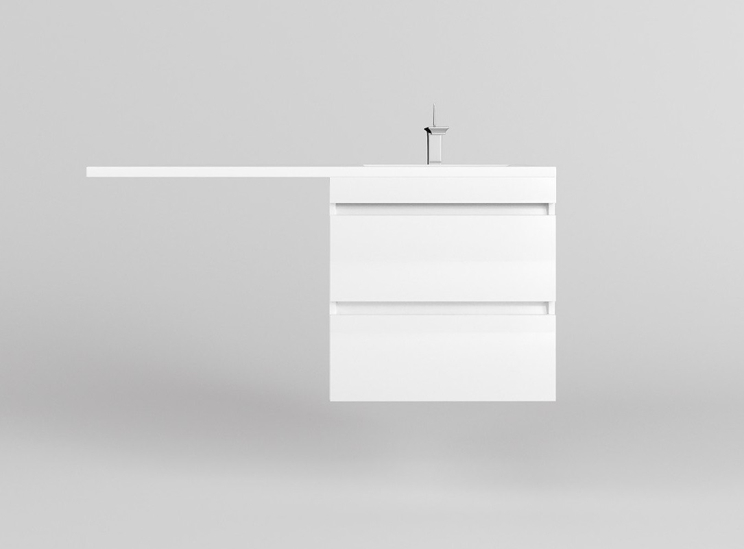 

Тумба с раковиной Style Line Даллас Леон 120 R Люкс Plus подвесная, 2 ящика, белая, Белый, СС-00002440