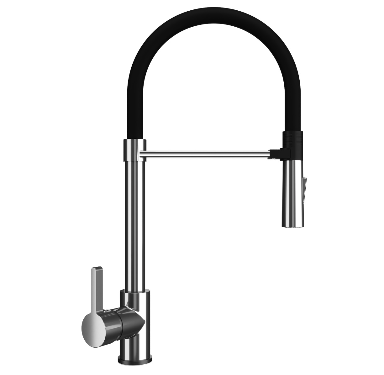 

Смеситель для кухни Ulgran U-024 хром, гибкий излив, Хром/чёрный, U-024 хром