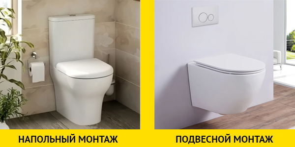 Унитазы по типам монтажа Унитазы по типам монтажа