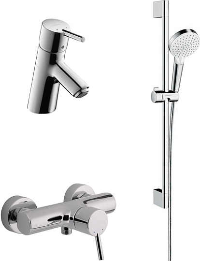 Комплект для ванной Hansgrohe Смеситель Talis S 32620000 для душа + Смеситель Talis S 32020000 для раковины + Душевой гарнитур 26532400