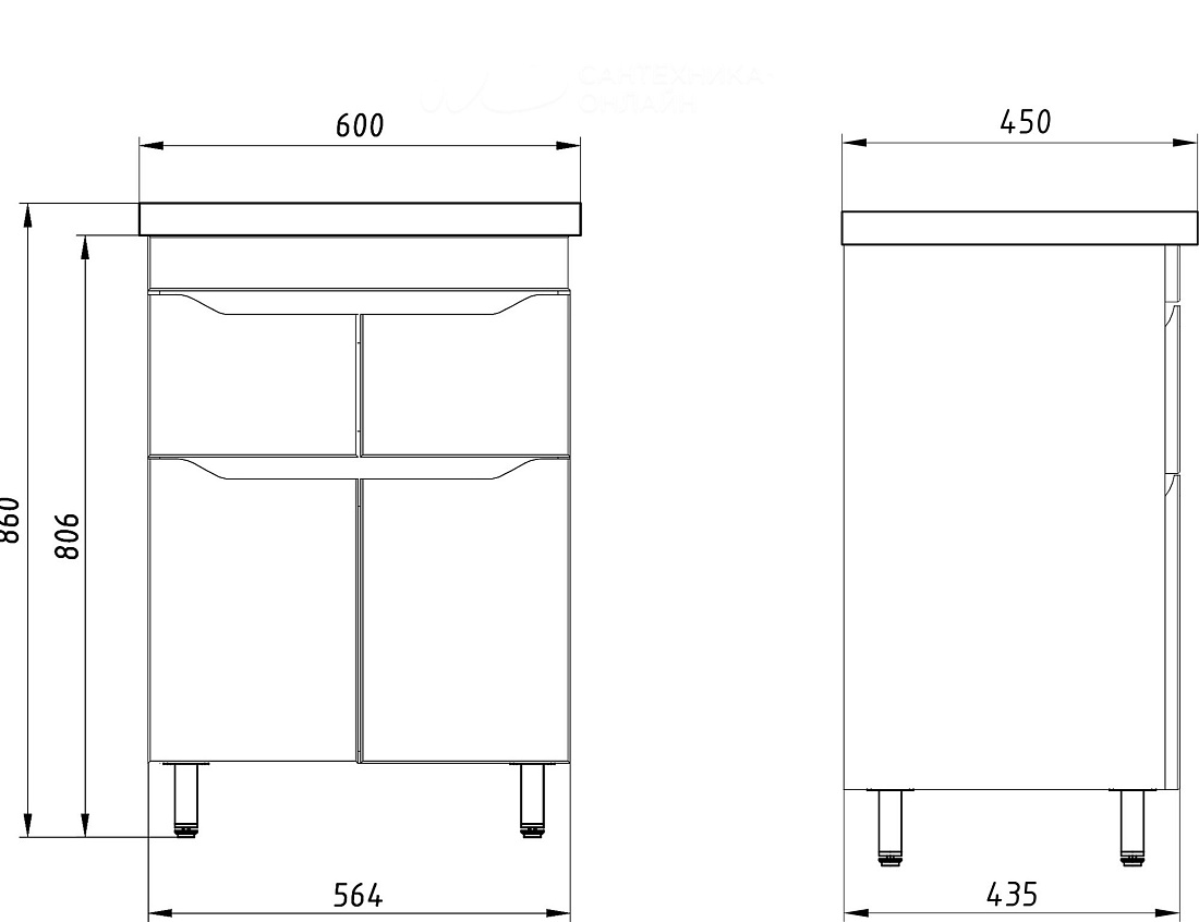 Тумба с раковиной ASB-Mebel Бари 60-2.2 белая